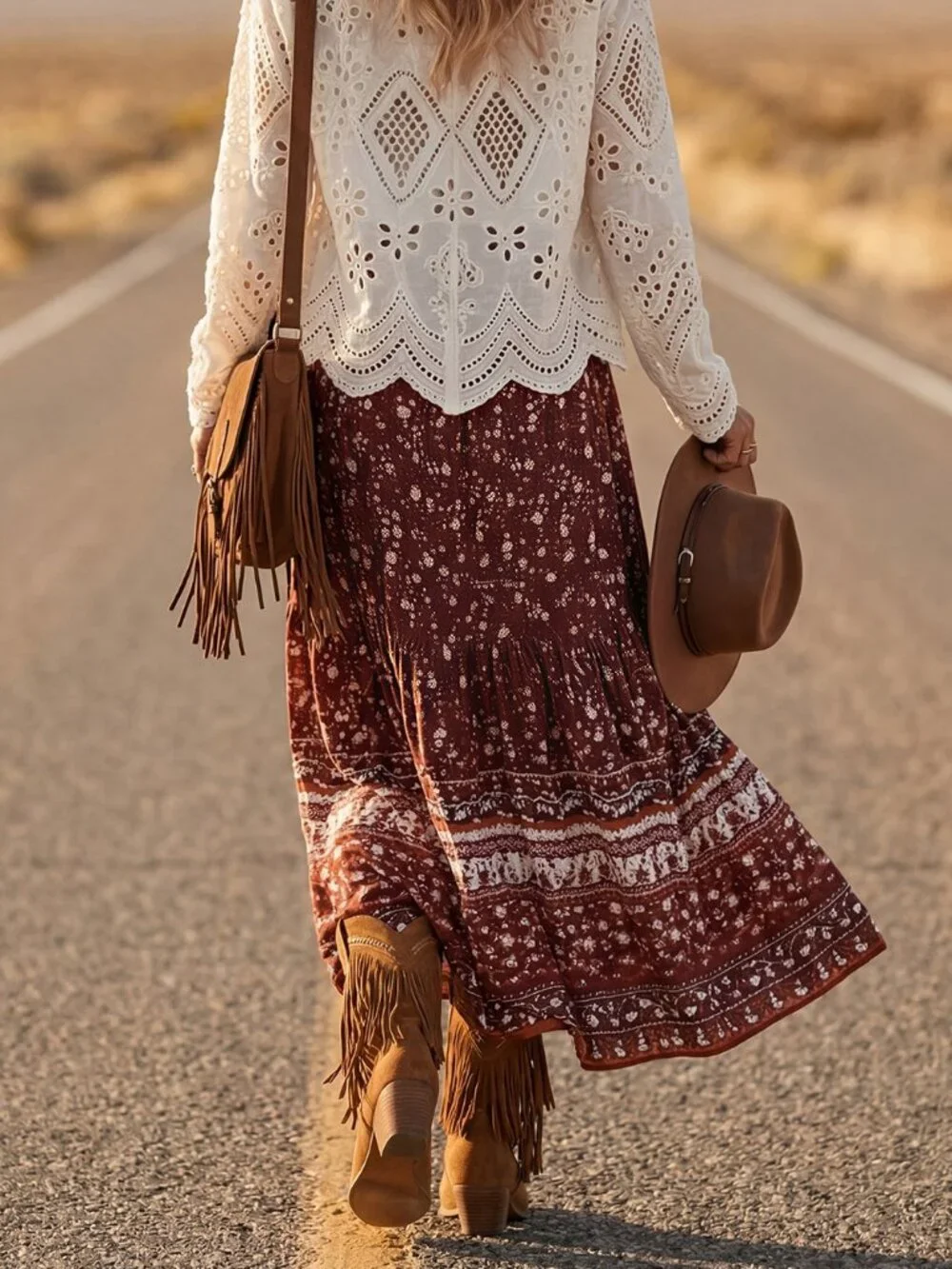 Multicolor Boho Women's Western Style Ditsy Floral Casual Skirt